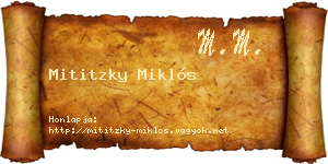Mititzky Miklós névjegykártya
